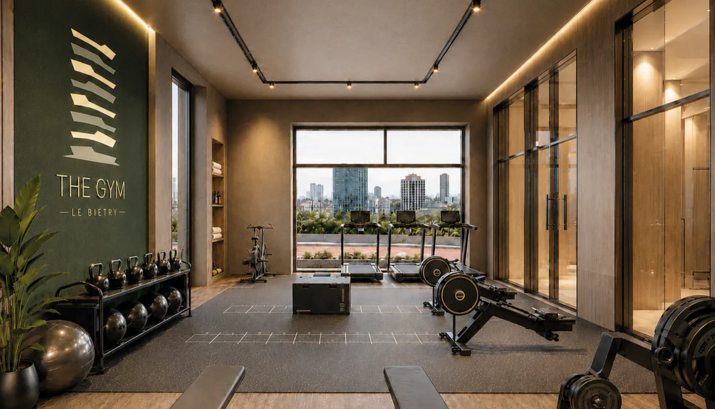 La salle de sport du rooftop, vue d'architecte
